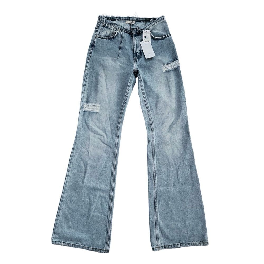 The MANNEI Nula High Rise Flare Jeans in Denim, Lt Blue, NWT, Size 34 - Picture 8 of 16